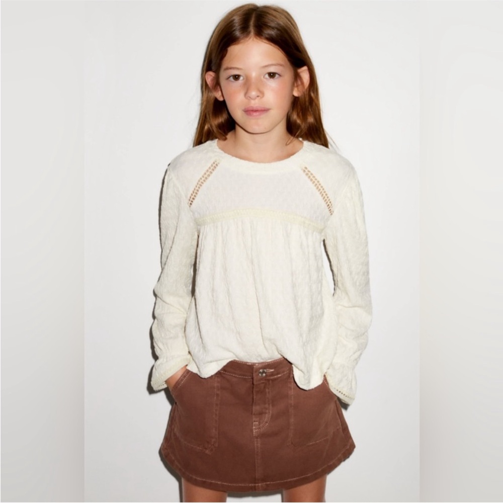 Zara Kids Cream Long Sleeve Top